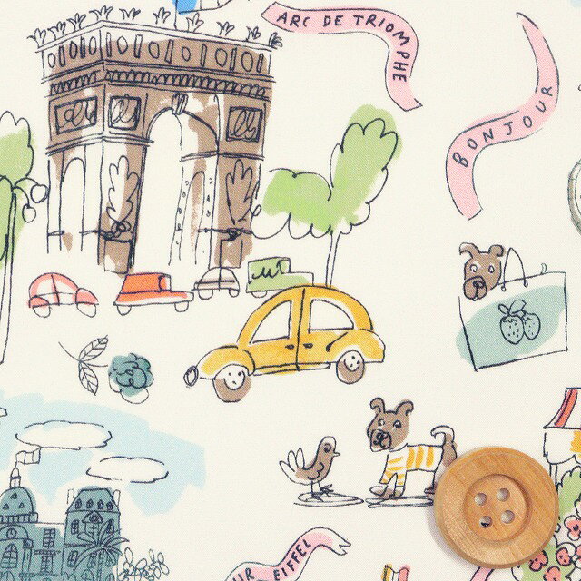 リバティプリント タナローン（Bonjour イエロー＆ピンク）ボンジュール【363J6808・B】のサムネイル