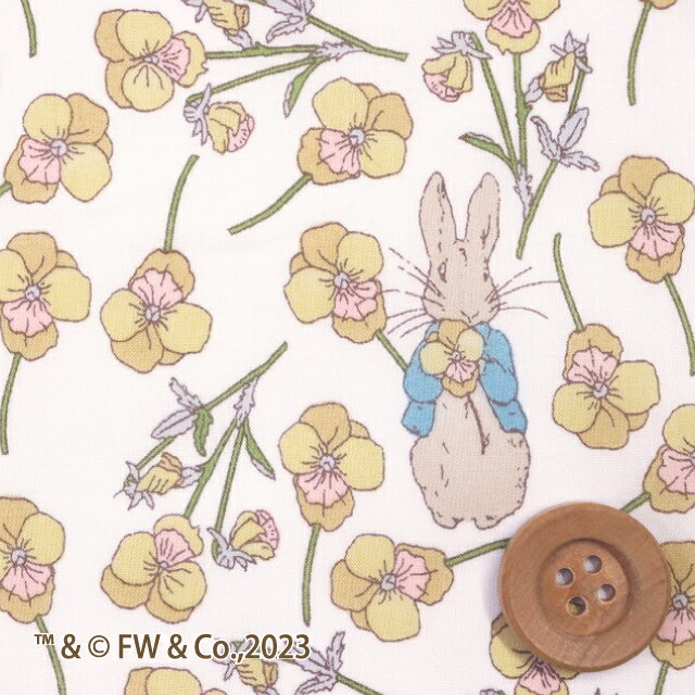 ピーターラビット（TM）×リバティプリント タナローン（Ros Rabbit ライトイエロー）ロス・ラビット【DC32844・J23C】