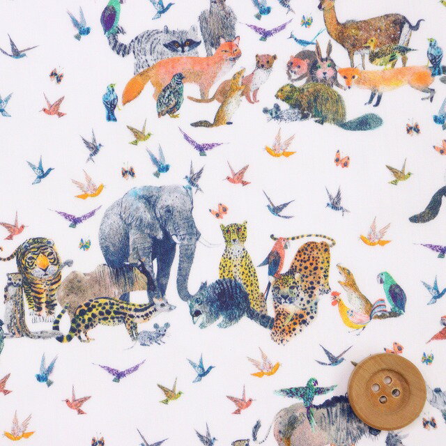 リバティプリント タナローン（Jungle Crumble ジャングル・クランブル）オフホワイト地【363J4201・BU】