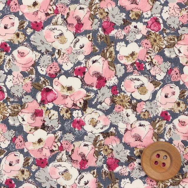 リバティプリント タナローン（Leila ピンク＆グレー）レイラ【13-3633256・YE】