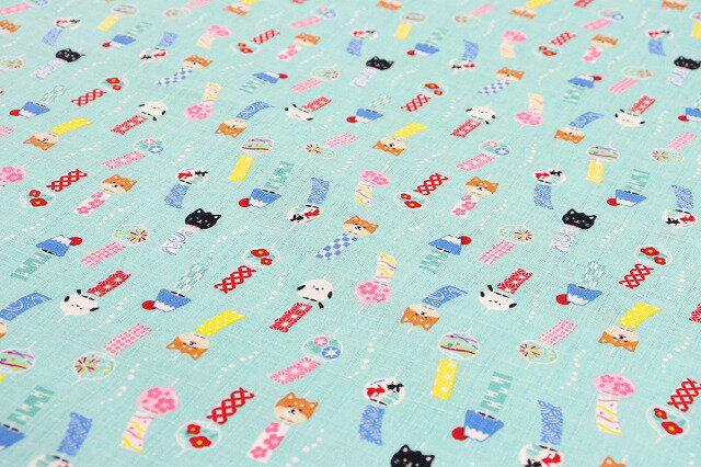 アニマル風鈴（WAモノガタリ）／ミントブルー【ドビー生地】