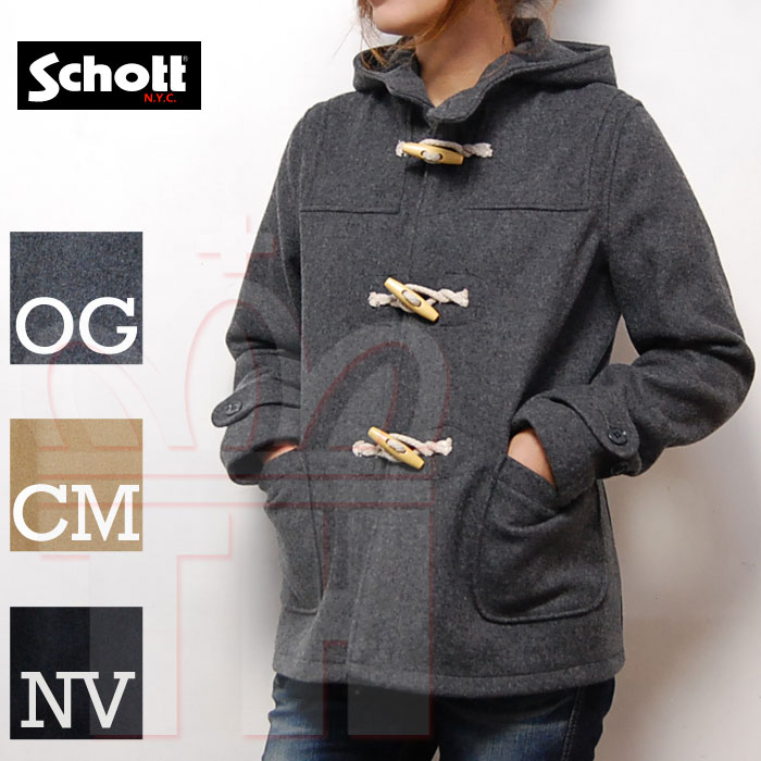ショット SCHOTT レディース 24oz メルトンウール素材シルエットがキレイ☆ショート丈ダッフルコート「BOYS DUFFLE COAT ボーイズダッフルコート」7241【RCP】のサムネイル