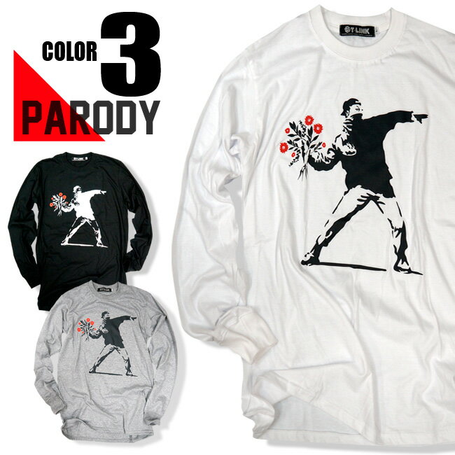 ѥǥT  ǥ ⤷ Ĺµ Banksy Х󥯥 ϶ Flower Thrower ˥å ǥT T ͥT Ū Ĺµ ȥåץ åȥ  ߤ䤲 ץ쥼 åȥ100% M-2XL   졼