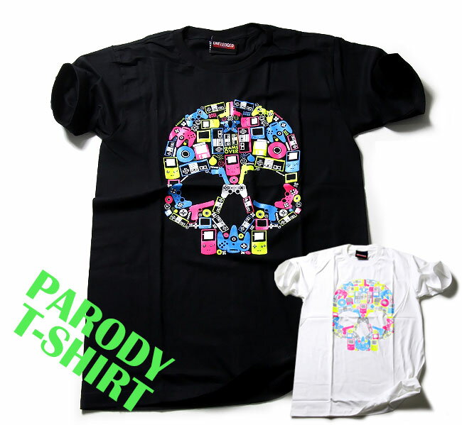 パロディ Tシャツ メンズ レディース おもしろ Tシャツ Game parts skull メンズ レディース ユニセックス クルーネック デザインTシャツ おしゃれTシャツ ネタTシャツ カラフル 個性的 大きいサイズ トップス カットソー おみやげ プレゼント ホワイト 白 ブラック 黒 春 夏