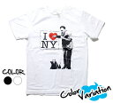 パロディ Tシャツ メンズ レディース おもしろ Tシャツ Banksy バンクシー I Love New York メンズ レディース ユニセックス デザインTシャツ おしゃれTシャツ ネタTシャツ 個性的 半袖 トップス 夏 おみやげ プレゼント コットン100 M-L 白 黒 ファッション