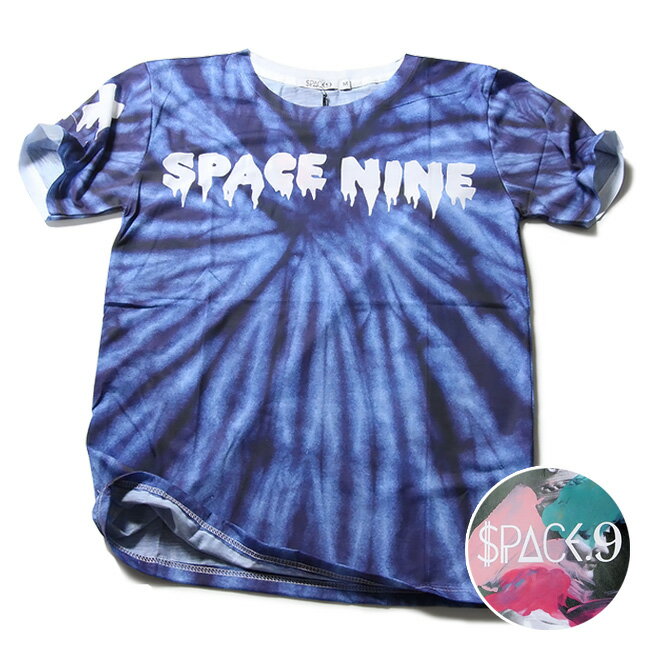 SPACE9 グラフィックTシャツ TIE DYE柄 たいだい柄 Tシャツ 半袖 メンズ レディース おしゃれ デザインTシャツ ストリート ダンス 衣装 アニマルプリント かっこいい ブラック 黒 100% M-L 春 夏