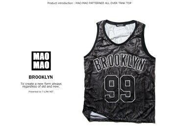 総柄デザイン BROOKLYN メッシュバスケットシャツ メンズ ポリエステル100% 春夏用 S-XL【大きいサイズ バックプリント メッシュ タンクトップ ストリート系 ゲームシャツ ダンス衣装 メンズ トップス レディース スケーター 花柄 ペアルック】