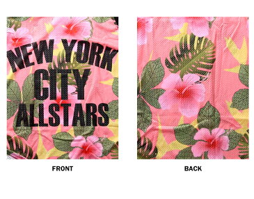 総柄デザイン NEWYORK メッシュバスケットシャツ メンズ ポリエステル100% 春夏用 S-XL【大きいサイズ バックプリント メッシュ タンクトップ ストリート系 ゲームシャツ ダンス衣装 メンズ トップス レディース スケーター 花柄 ペアルック】
