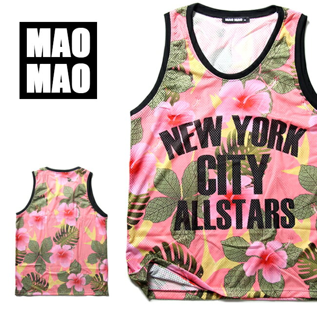 総柄 メッシュタンクトップ NEWYORK メンズ レディース ユニセックス ダンス衣装 メッシュ バスケットシャツ メンズ ポリエステル100% 春夏用 S-XL大きいサイズ バックプリント メッシュ ストリート系 ゲームシャツ トップス スケーター 花柄 ペアルック その1