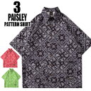 ストリート Paisley ペイズリー ナイロン 半袖シャツ 防水 3カラー メンズ レディース ユニセックス 半袖 シャツ 総柄 バンダナ柄 ボタンダウン シャツ ミリタリーシャツ ダンス 衣装 カジュアル 柄シャツ 大きいサイズ M～2XL 夏服 黒 赤 緑 黄緑