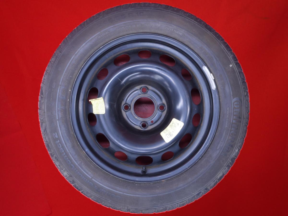 コンチネンタル コンチ プレミアム コンタクト2 CONTINENTAL ContiSportContact 2 205/55R16 91V プジョー 純正スペア(テンパー/応急)用スチールホイール 7Jx16 +32 4/108 ブラック(黒色)系