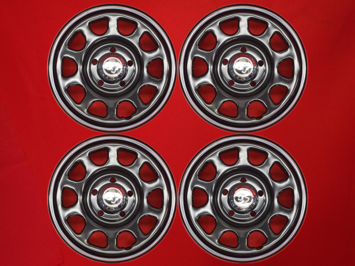 ☆TT Dスチール(RED&BLUEライン有) 5.5Jx14 +45 5/114.3 ブラック(黒色)系 タウンエース バン