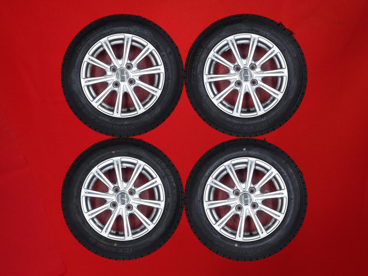 グッドイヤー アイスナビ 6 GOODYEAR ICENAVI 6 165/70R14 81Q MILLOUS(ミルアス) PS 5.5Jx14 +38 4/100 シルバー(銀色)系 ヴィッツ マーチ デミオ アクア スペイド ベルタ スイフト ポルテ ブーン iQ アップ! パッソ