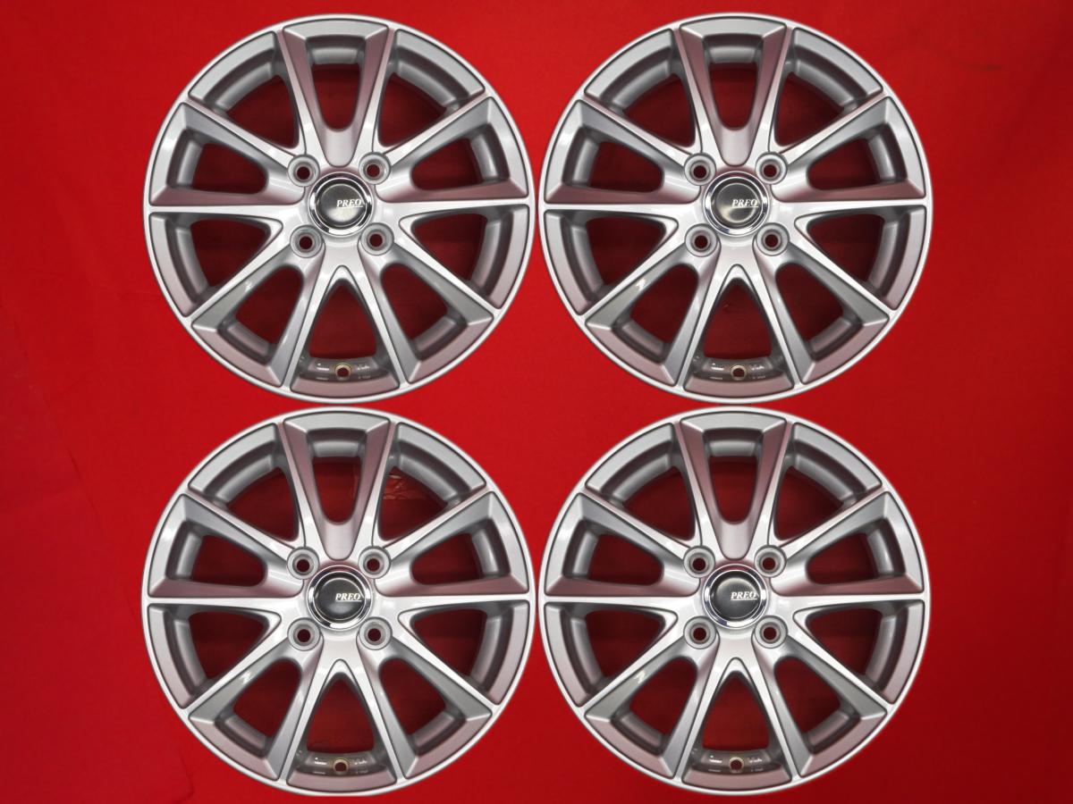 PREO L5 4.5Jx14 +45 4/100 シルバー(銀色)系 ムーヴ ラテ ゼスト ワゴンR スティングレー アルトワークス トゥデイ アソシエ ハスラー ヴィヴィオ ビストロ eKクラッシィ エヌワゴン デリカ ミニ 155/65R13ベース サンバー ディアス ルークス ドミンゴ プレオ プラス ムー