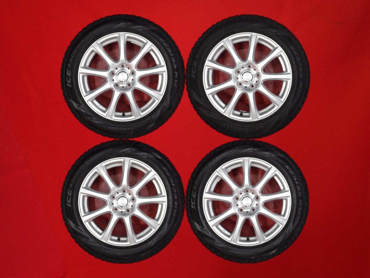 ピレリ アイス アシンメトリコ PIRELLI ICE ASIMMETRICO 225/55R17 101Q 9スポークタイプ 1P 7Jx17 +55 5/114.3 シルバー(銀色)系 レガシィ B4 アテンザ