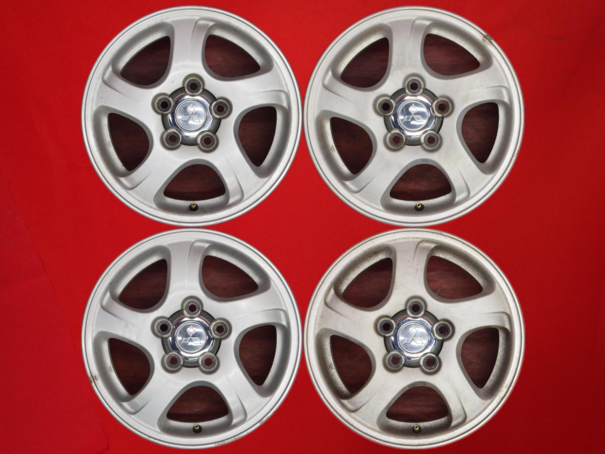 パジェロミニ 純正5本エアロスポーク 5.5Jx15 +46 5/114.3 シルバー(銀色)系 パジェロ ミニ