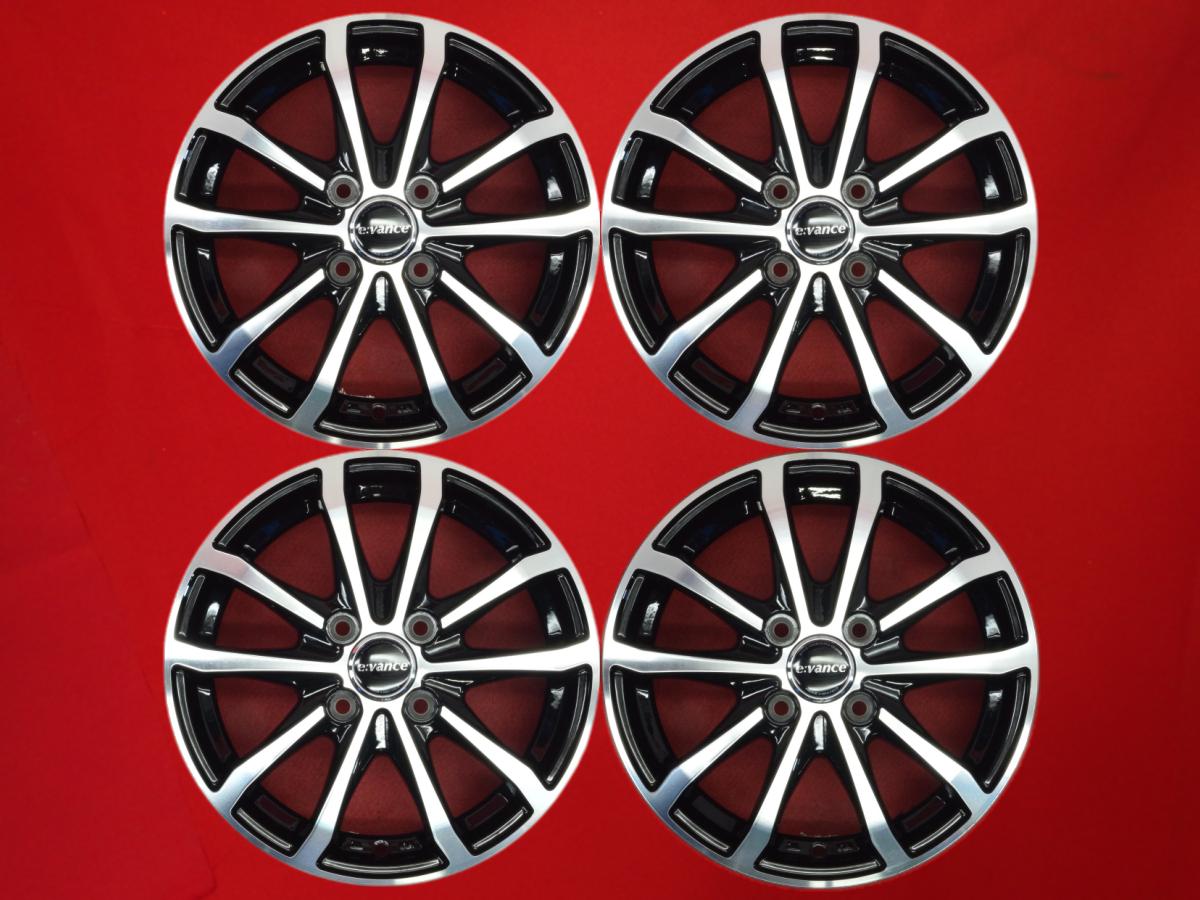 e:vance(エヴァンス) HA1 4.5Jx14 +45 4/100 ブラックポリッシュ(ブラック&ポリッシュ) ハイゼット キャディー エヌボックス スラッシュ ムーヴ コンテ プレオ プラス ルークス クリッパー バン タフト ムーヴ キャンバス アルト ラパン ショコラ ピクシス エポック eKクロ