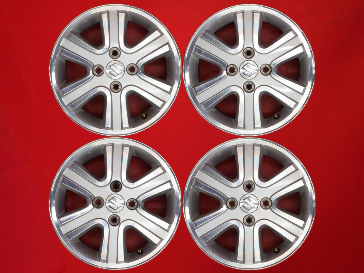 エブリイ PZターボスペシャル純正6スポーク 2 4.5Jx14 +50 4/100 シルバーポリッシュ(シルバー&ポリッシュ) エブリイ ワゴン