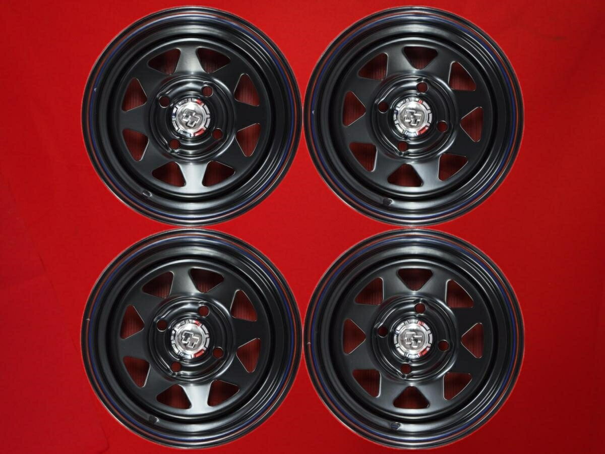 ☆TT Aスチール(RED&BLUEライン有) 4Jx12 +0 4/100 ブラック(黒色)系 トラック バン...