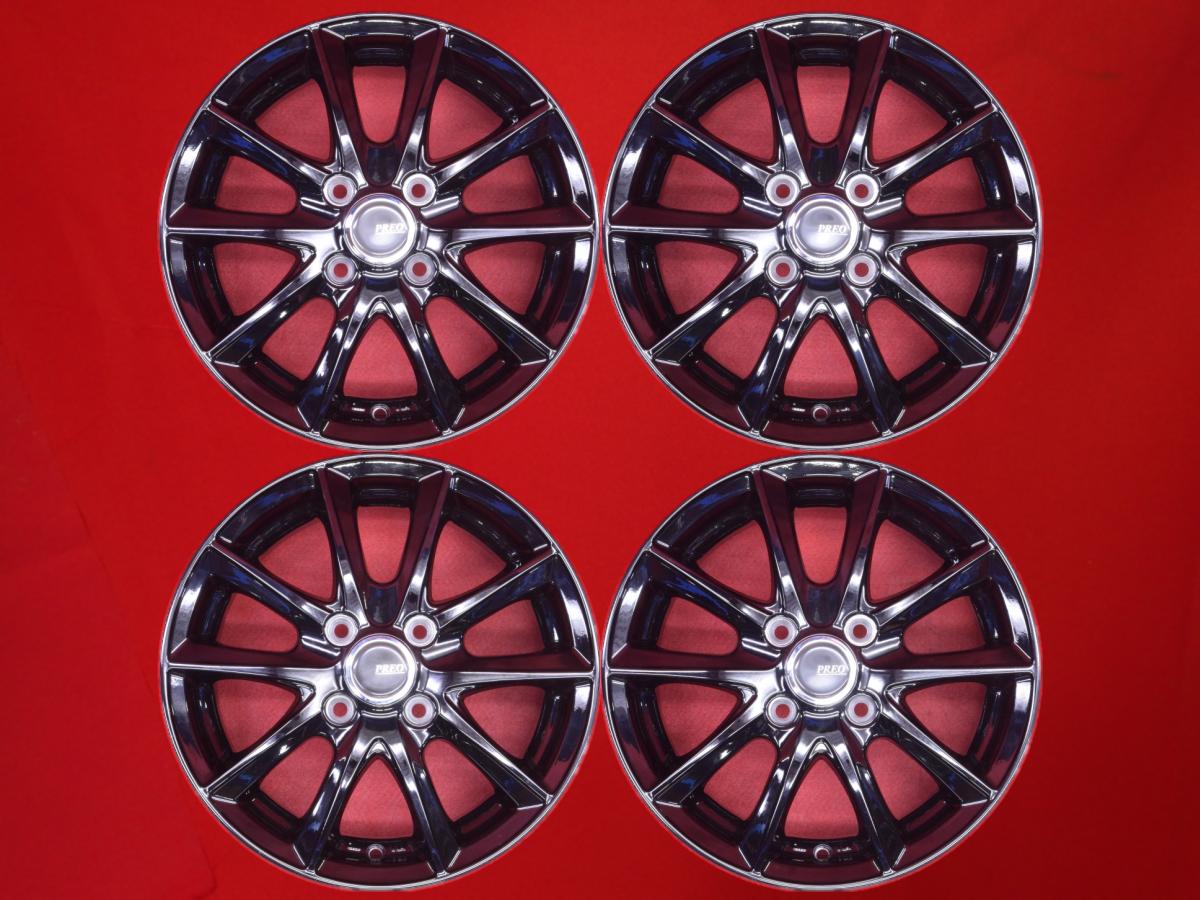 PREO L5 4.5Jx14 +45 4/100 ブラック(黒色)系 ピノ ビート 145/70R12ベース ミラ ココア eKクラッシィ スーパーキャリイ アクティ バン エヌボックス スラッシュ ムーヴ コンテ ハイゼット キャディー プレオ プラス ルークス ピクシス エポック アルト ラパン ショコラ ハ