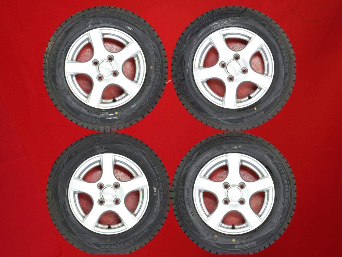 ダンロップ ウィンター MAXX 01(WM01) DUNLOP WINTER MAXX 01 155/80R13 79Q 5スポークタイプ 1P 5Jx13 +36 4/100 シルバー(銀色)系 CR-X キャパ ADワゴン マーチ ヴィッツ サニー シビック ブーン カローラ ファミリア S-ワゴン ミラージュ ランサー 6 シビック シャトル