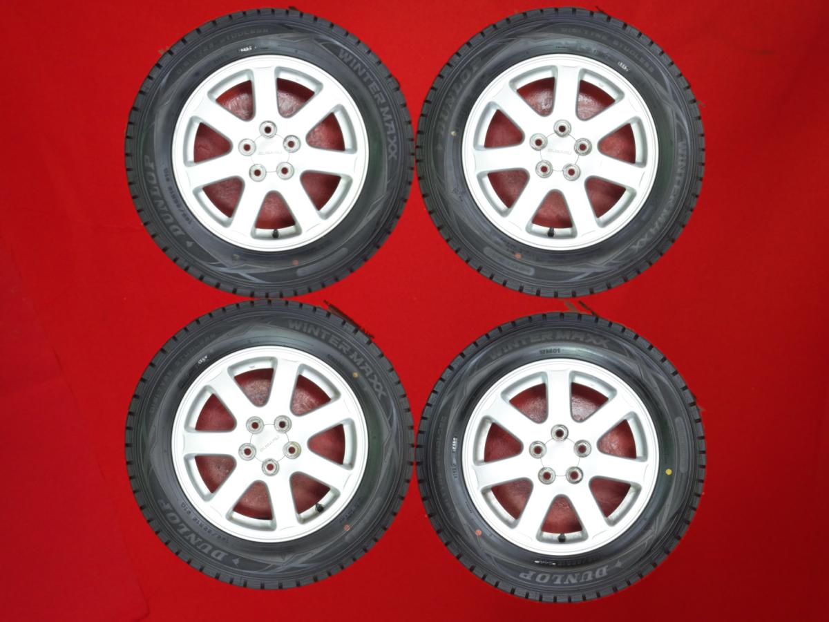 ダンロップ ウィンター MAXX 01(WM01) DUNLOP WINTER MAXX 01 195/65R15 91Q スバル 純正7本スポーク 6Jx15 +55 5/100 シルバー(銀色)系 インプレッサ アネシス インプレッサ