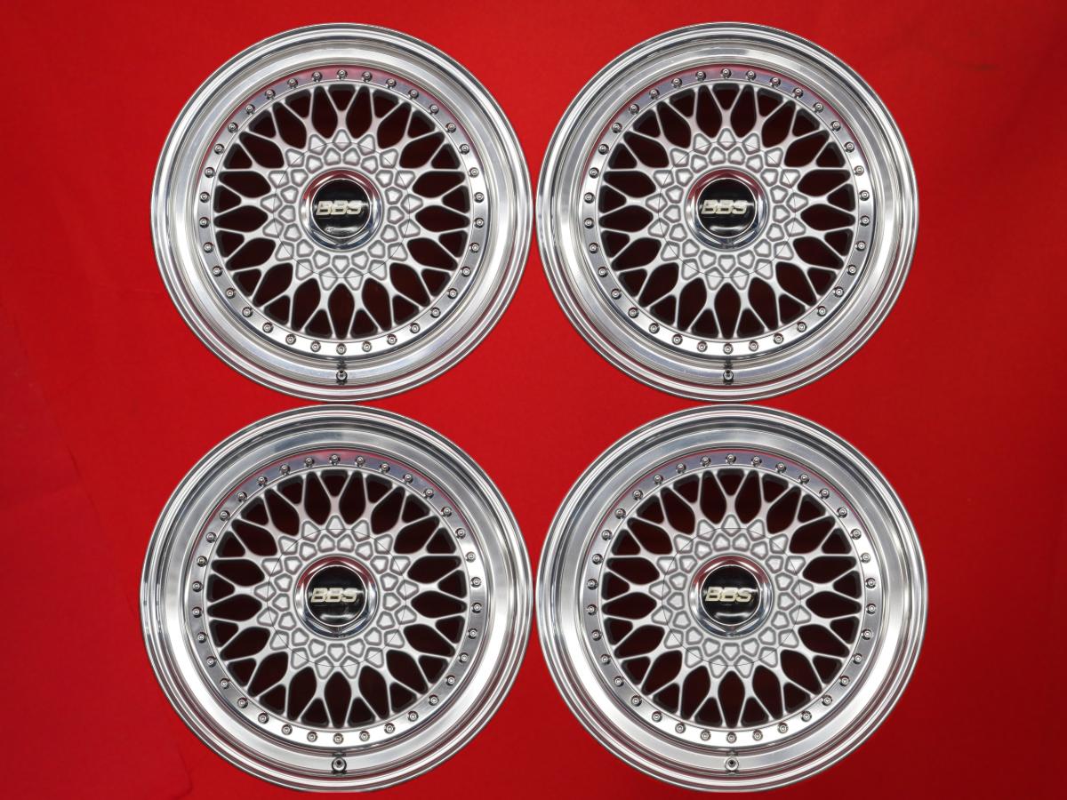 BBS RS 8/9Jx17 +43 5/114.3 ポリッシュ系 シルバー(銀色)系 セルシオ ヴェロッサ マークII クラウン チェイサー アルファード アリスト クラウン マジェスタ クラウン ロイヤル ソアラ エスティマ スープラ マークII ブリット クラウン アスリート クラウン セダン クラウ