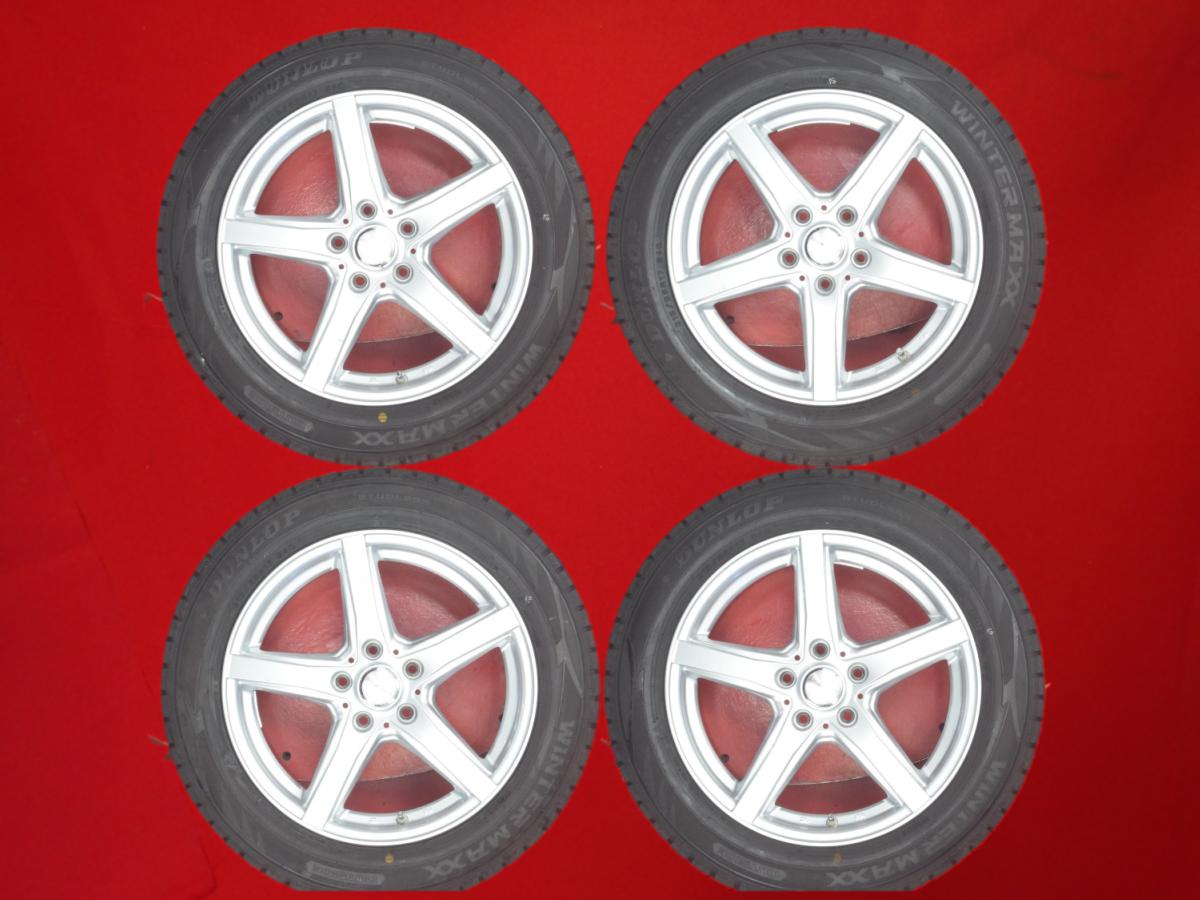 ダンロップ ウィンター MAXX 02(WM02) DUNLOP WINTER MAXX 02 215/55R17 94Q 5スポークタイプ 1P 7Jx17 +48 5/114.3 シルバー(銀色)系 ステージア オデッセイ ES330 エアトレック ラグレイト クラウン ロイヤル ティアナ クラウン マジェスタ ディアマンテ スカイライン ア