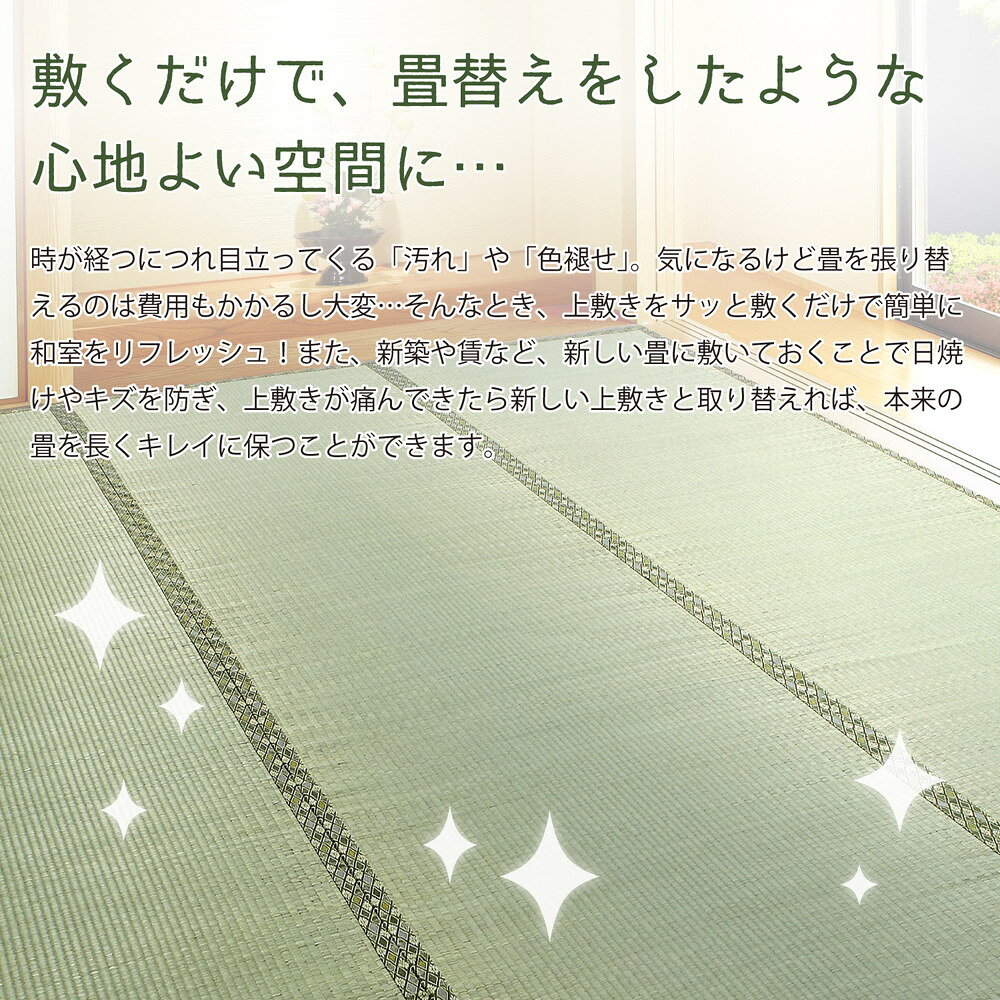い草 ござ はっ水 撥水 防カビ 6畳 六畳 江戸間 イ草 上敷き い草100% 双目織り 和室 たたみ 汚れに強い 夏 畳み お手頃【品名 NEW 備前】 6帖 261×352cm [2]