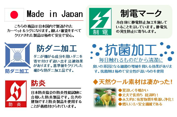 日本製 廊下敷き ロングマット ウール 100...の紹介画像3