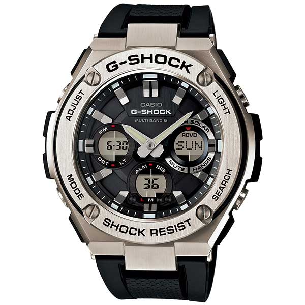 送料無料 CASIO G-SHOCK カシオ ジーショック 腕時計 レイヤーガード構造 Gスチール GST-W110-1AJF 国内正規品 メンズ Gショック gshock 電波 ソーラー タフソーラー 防水 時計 新品 多機能 G-STEEL 世界6局受信 ワールドタイム ショックレジスト シルバー クリスマ