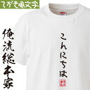  おもしろtシャツ 俺流総本家 手書き風文字Tシャツ こんにちは