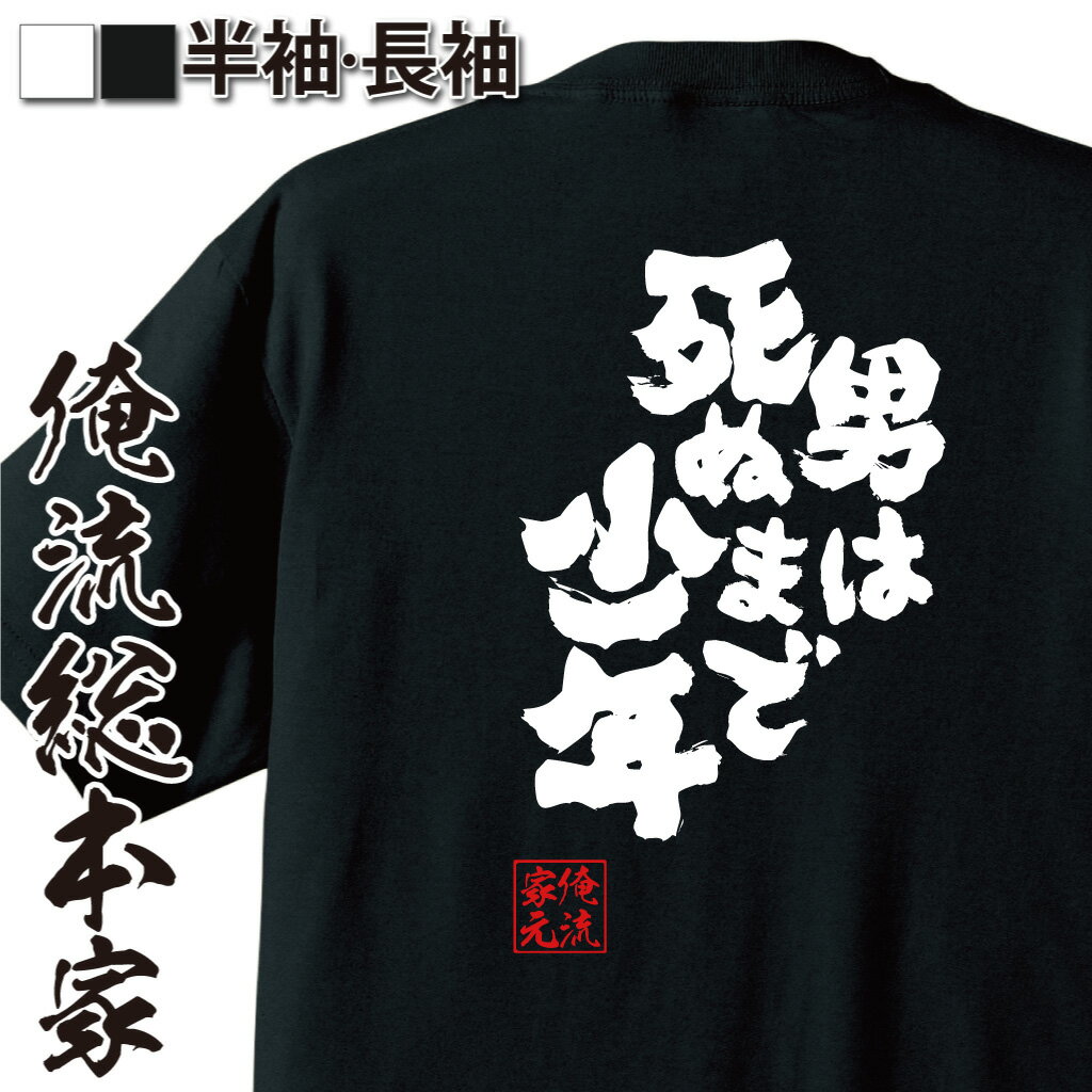 おもしろtシャツ 俺流総本家 魂心Tシャツ 男は死ぬまで少年【おもしろ雑貨 漢字 文字Tシャツ おもしろ プレゼント 面白 メッセージtシャツ 文字tシャツ 長袖 大きいサイズアニメ名言　銀魂　坂田銀時 背中で語る 名言】