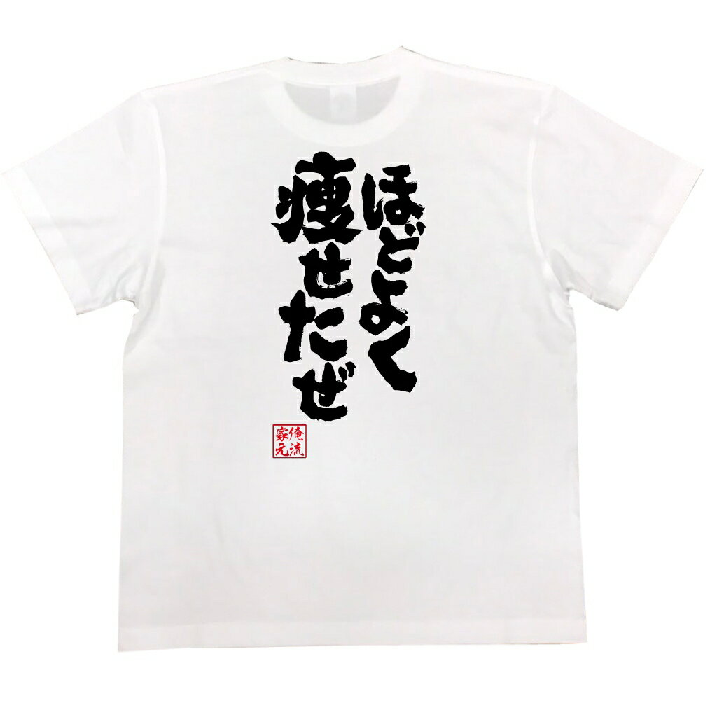 tシャツ メンズ 俺流 魂心Tシャツ【ほどよく痩せたぜ】漢字 文字 メッセージtシャツ|文字tシャツ 面白いtシャツ 面白 プレゼント バックプリント 外国人 お土産 ジョーク グッズ おもしろ ふざ紅の豚 ジーナ