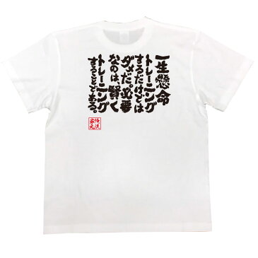おもしろtシャツ 筋肉 俺流 魂心Tシャツ 一生懸命トレーニングするだけではダメだ。必要なのは、賢くトレーニングすることである。【筋肉 ボディービル シュワちゃん シュワルツネッガー 筋トレ 漢字 文字 メッセージtシャツおもしろ雑貨 背中で語る 名言】