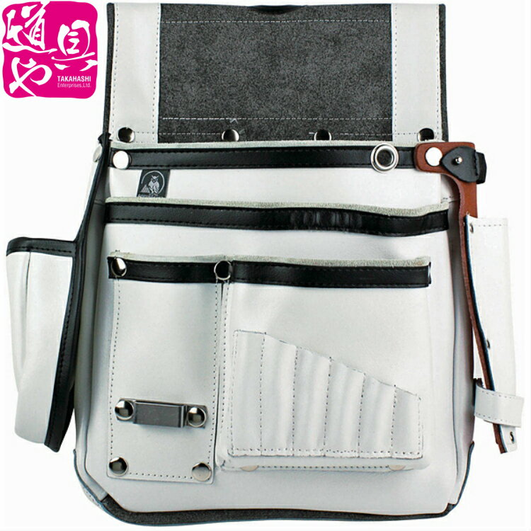 使い込む程によく馴染む本革仕様!! ふくろ倶楽部　究極/腰袋六型（釘袋）　HB-096W/白【領収書対応】