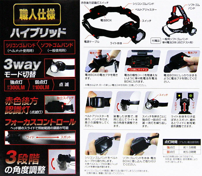 【軍需メーカーCree 社製】【LED 何と最大300ルーメン!】新品!PROGEAR ヘットライトTOUGH BLACK PG-7W【領収書対応】通販格安セール情報 楽天 通販