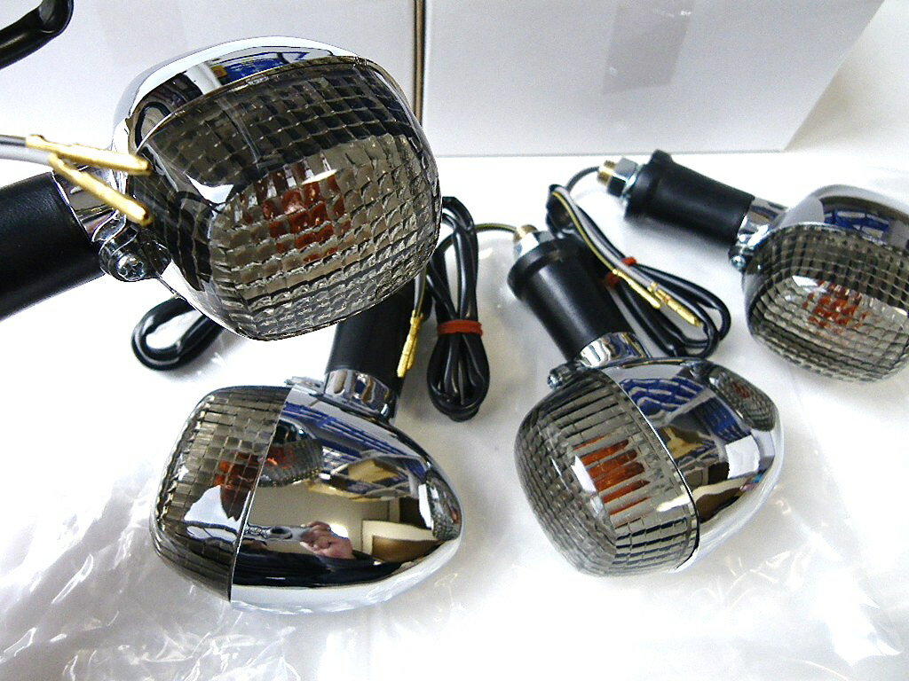 ★KAWASAKI　純正type ライトスモーク ウィンカー 1台分4個SET！【ギボシ端子】　 エストレヤ250　バリオス250　W400/650