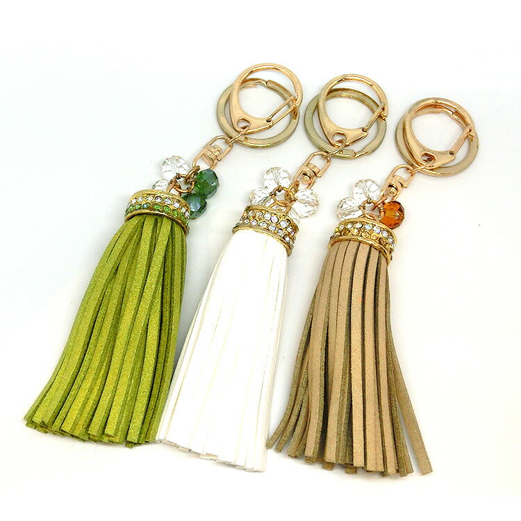 訳あり キーリング タッセル チャーム ラインストーン付き フェイクスウェード キーホルダー フック レディース プチ レザー調 フリンジ ktaso1 ファッ...