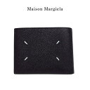 メゾンマルジェラ 二つ折り財布 2つ折り MAISON MARGIELA(メゾン・マルジェラ)SA1UI0019 P4745 ブラック 無地 シンプル フリップフラップ 小銭入れ 4ステッチ ブランド 財布 新品 本革 レザー イタリア製 11番 メンズ 男性 紳士 男式 一粒万倍日 天赦日 並行輸入品 (t75)