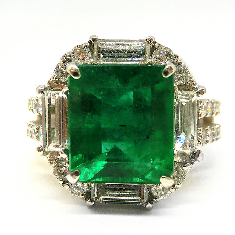 エメラルド リング プラチナ PT900 鑑別書付き(5月誕生石) ダイヤモンド 指輪 レディース パワーストーン ジュエリー 天然石 宝石 ダイアモンドファン...