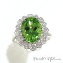 指輪 リング ペリドット 8月誕生石 プラチナ ダイヤモンド レディース 12号 2.92ct 0.11ct PT900 オーバル パワーストーン ジュエリー ...