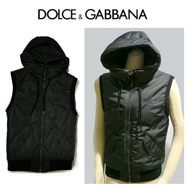 ドルガバ ダウンベスト ドルガバ ドルチェ＆ガッバーナ メンズ アウター g9hd4tg7hnt1 Dolce&Gabbana D＆G 8057001187041 8057001187058 8056305237148 NERO ブラック 防寒 新品 フード ベスト ジャンバー メンズ ダウン ジャケット 並行輸入品　父の日