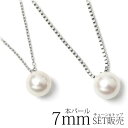 金属アレルギー negoziettoネックレス 本パール (6月) 7mm 丸玉 真珠 ペンダント ステンレス WG色 43cm 長さ調整フリー チェーン 誕生石 選べる メッキなし 金 K18 色 (ND) w1s45-pts027wg