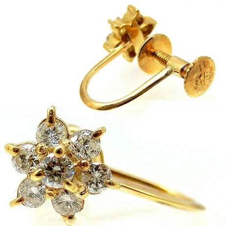 イヤリング K18YG(18金イエローゴールド) 花 ダイヤモンド フラワーモチーフ er032420 ジュエリー 新品 クリスマス