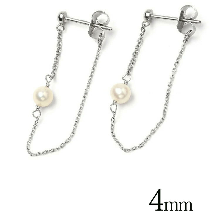 【ポイント最大10倍】金属アレルギー negozietto[両耳用] ピアス 淡水パール 4mm ピアス キャッチ 揺れる 小ぶり 小さめ 小さい ロング ステンレス ピアス 天然石 誕生石 (06月) 半丸 キャッチぶら下り (ND) w1s15-hm040 ファーストピアス セカンドピアス