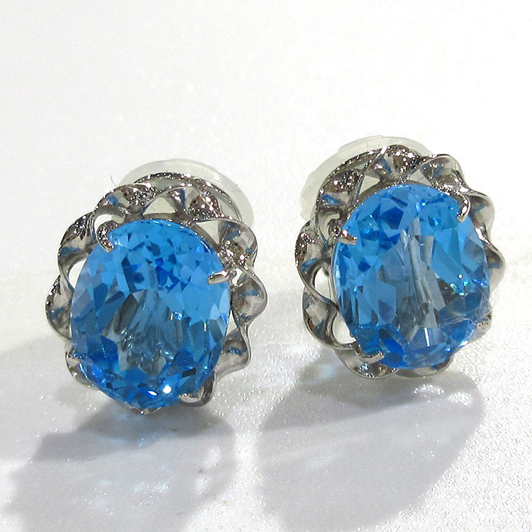 イヤリング K14WG(14金ホワイトゴールド) ブルートパーズ 11月 誕生石 青色 天然石 レディース 女性用 贈り物 ギフト プレゼント ご褒美 記念日 ...