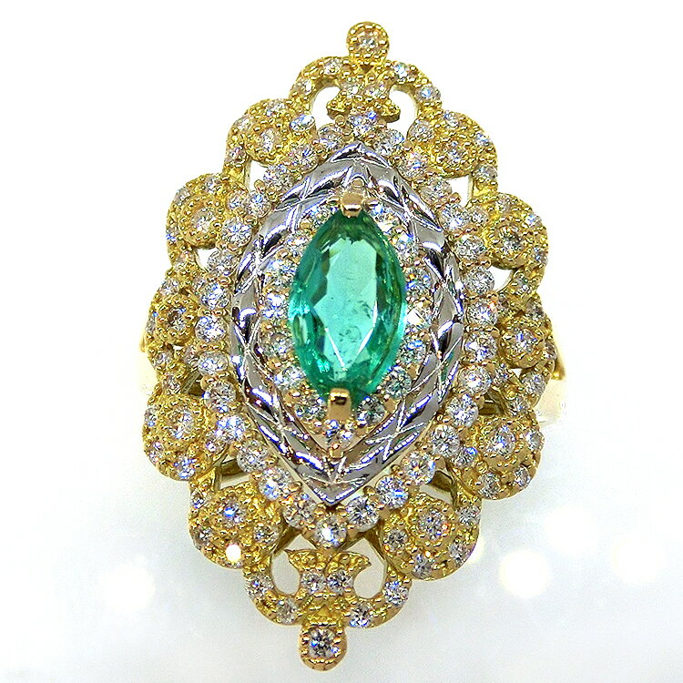 リング パライバトルマリン ブラジル産 PT900 K18 YG 18金 鑑別書付きイエローゴールド レディース 指輪 色石 ダイヤモンド ジュエリー 宝石 誕...