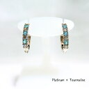 パライバトルマリン ピアス ダイヤモンド プラチナ フープピアス PT900 10月誕生石 天然石 P-0.03ct D-0.12ct ネオンブルー ダイヤ 楕...