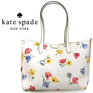 ケイトスペード サットン チューリップ トス ミディアム トートバッグ Cream Multi PVC A4 バック katespade NEW YORK ニューヨーク オープントップ トート ファイユライニング 箔押しロゴ kb293 196021266324 新品 (t579)